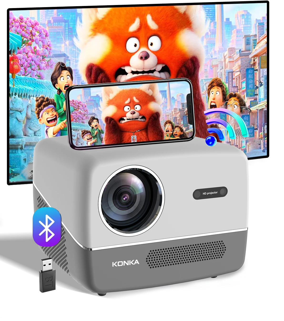 Mini Proiettore Portatile Full HD 1080P – Per Film In Casa O All'Aperto, Compatibile Con Smartphone E HDMI