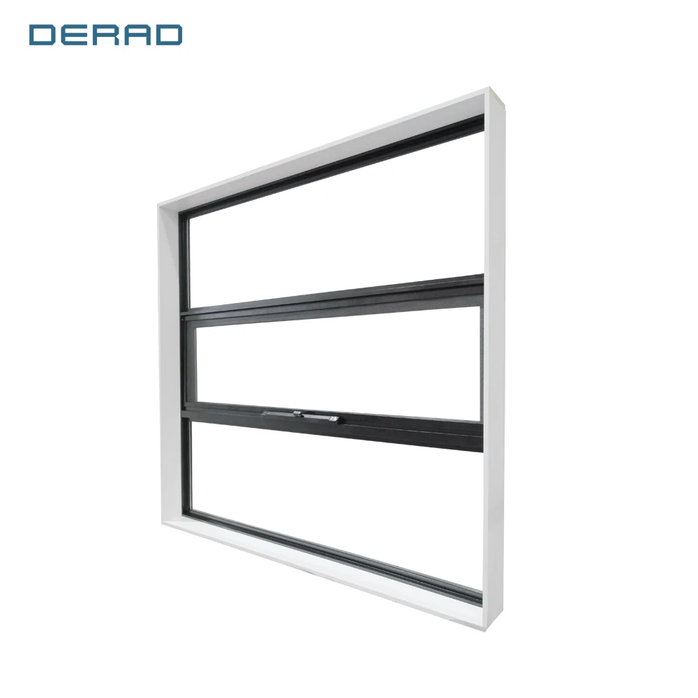 Laundry glass chain winder white black aluminum awning window with chain winder tempered Low-E glass toilet window