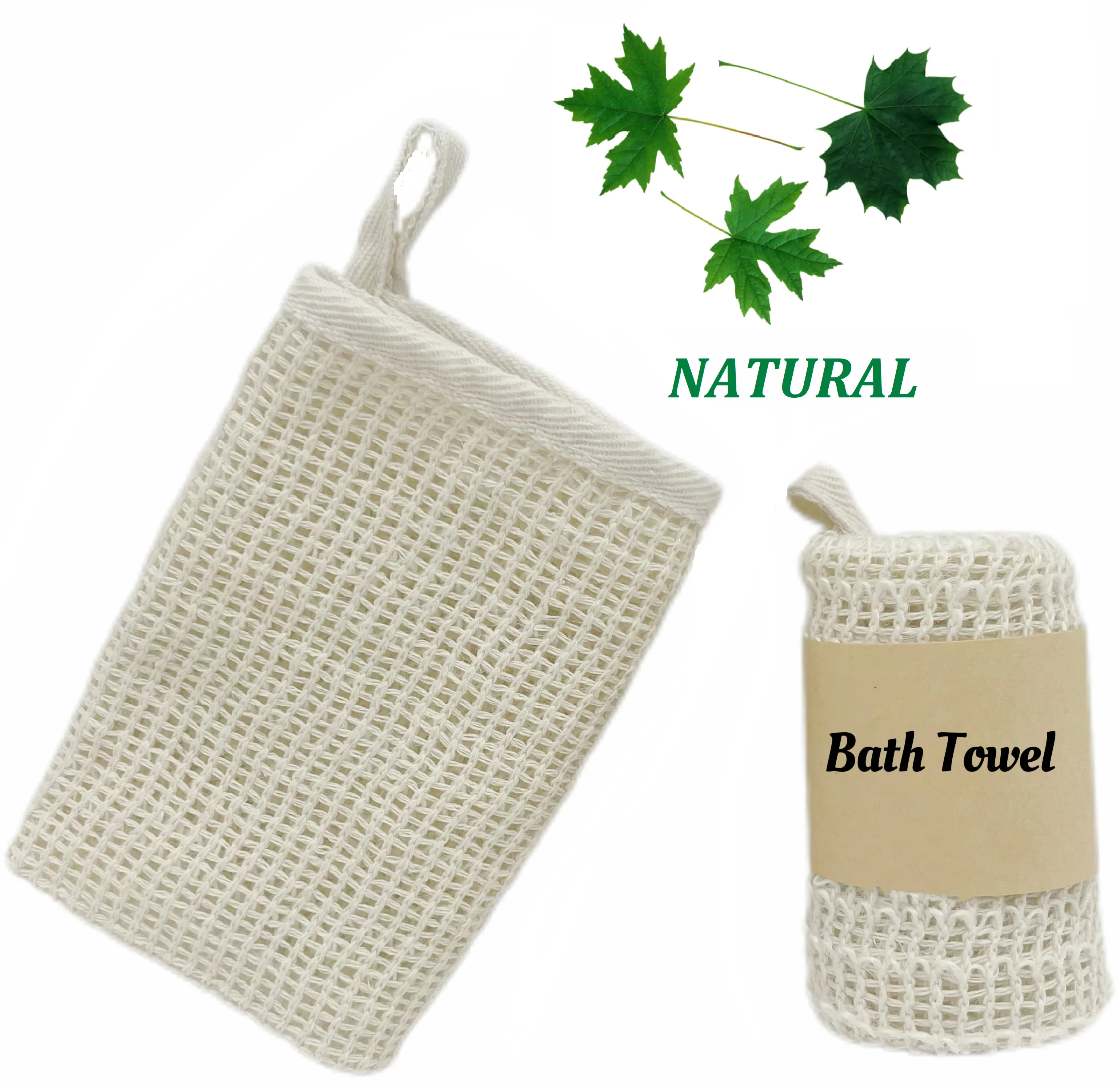 Eco Friendly Sisal Washcloth Exfoliating Bath Cleaning Linen Hemp Cotton Towel