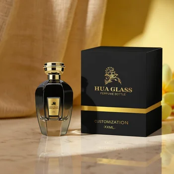 Custom Wholesale 50ml Black Gradient Fragrance Luxury Empty Spray 100ml Glass Perfume Bottles with Plastic Cap Custom Box