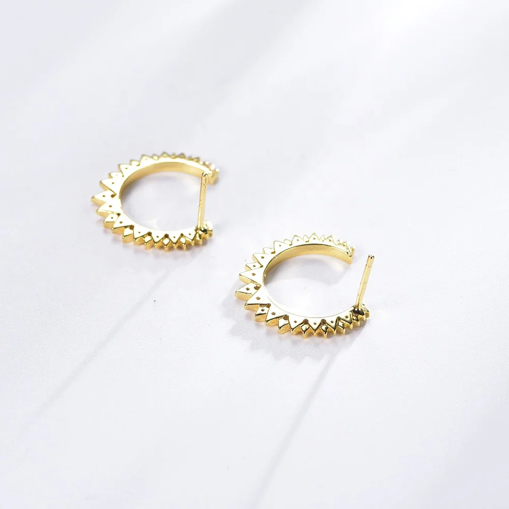 925 sterling silver 18k gold earrings Italy pure gold stud earrings cubic zirconia stud earrings