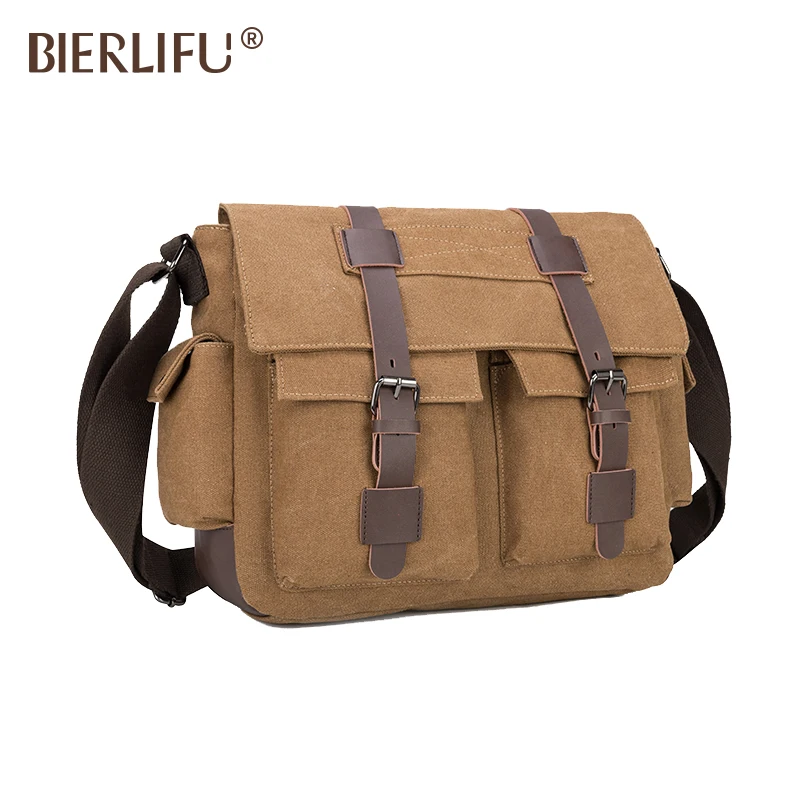 New Vintage Large Multifunction Waterproof Plain Canvas Casual Travel Messenger Sling Bags for Men Teens