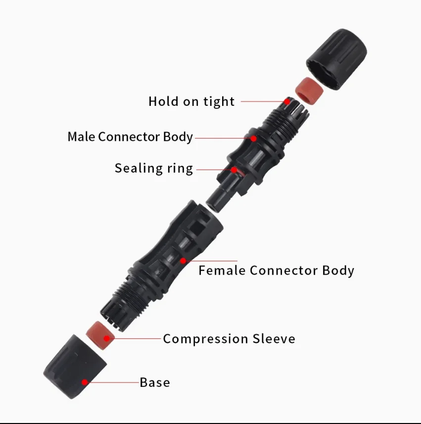 Ip67 Waterproof 1000V 30A Solar Panel Cable Connector Pv Solar Connector For Solar Systems