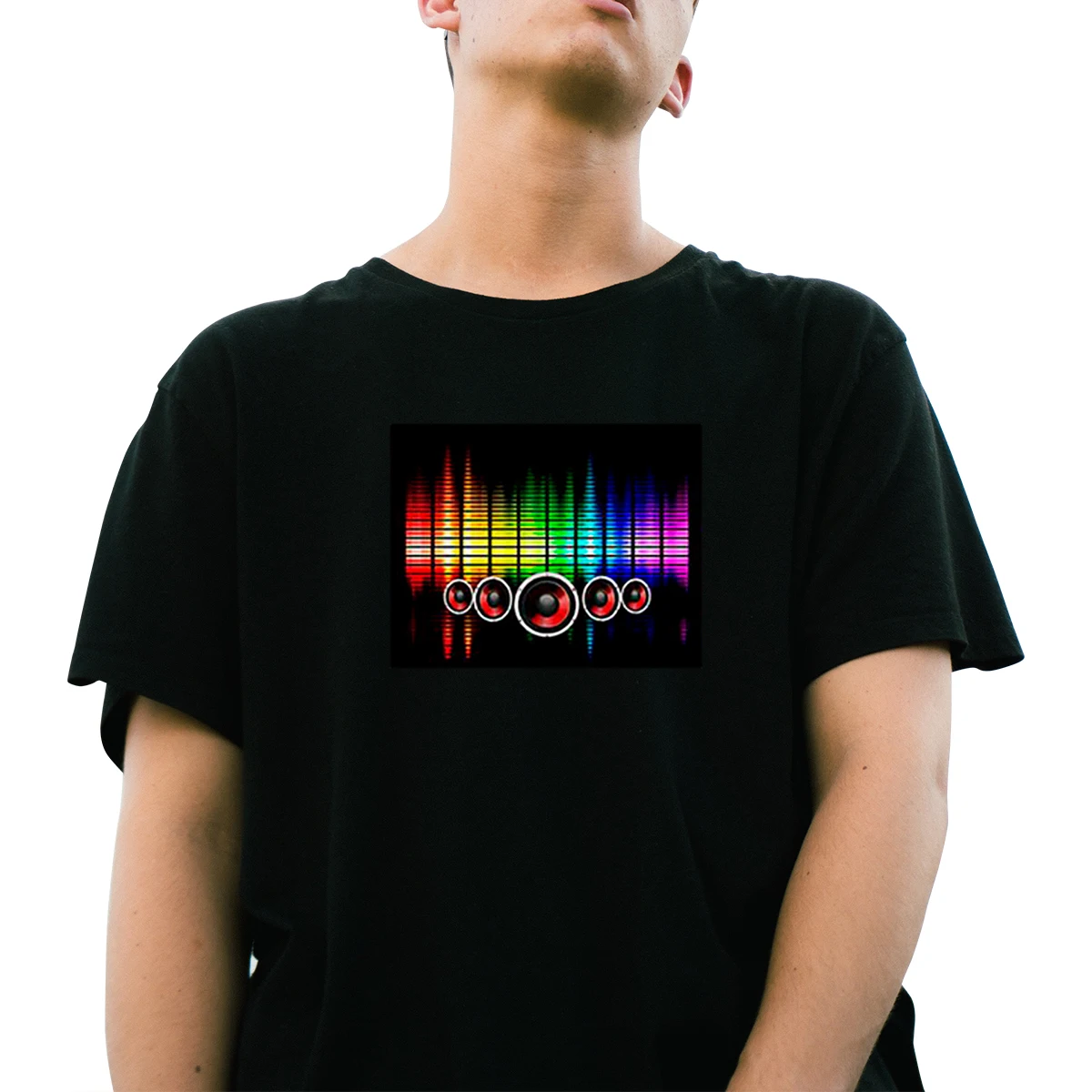 Sound Activated Short Sleeve Glow T Shirt Light Up Equalizer Clothes for Party