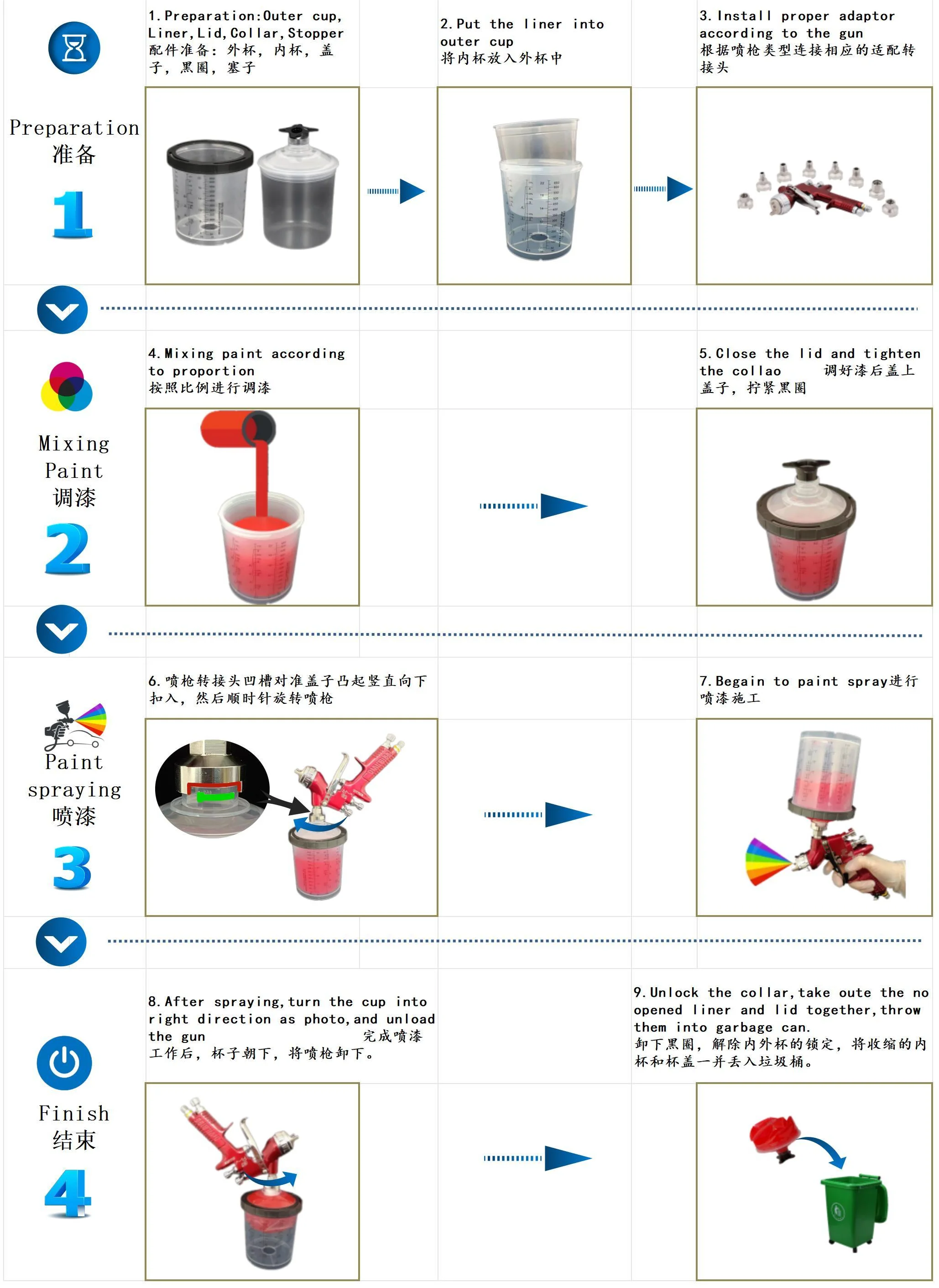 650ml Paint Sprayer Cup Disposable Paint Cup System 1.1 - Buy Plastic ...