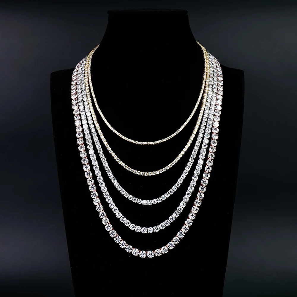 Ready to Ship Moissanite Chain 925 Silver 6mm Tennis Chain Vvs Moissanite Iced Out Jewelry Hiphop Man Tennis Chain