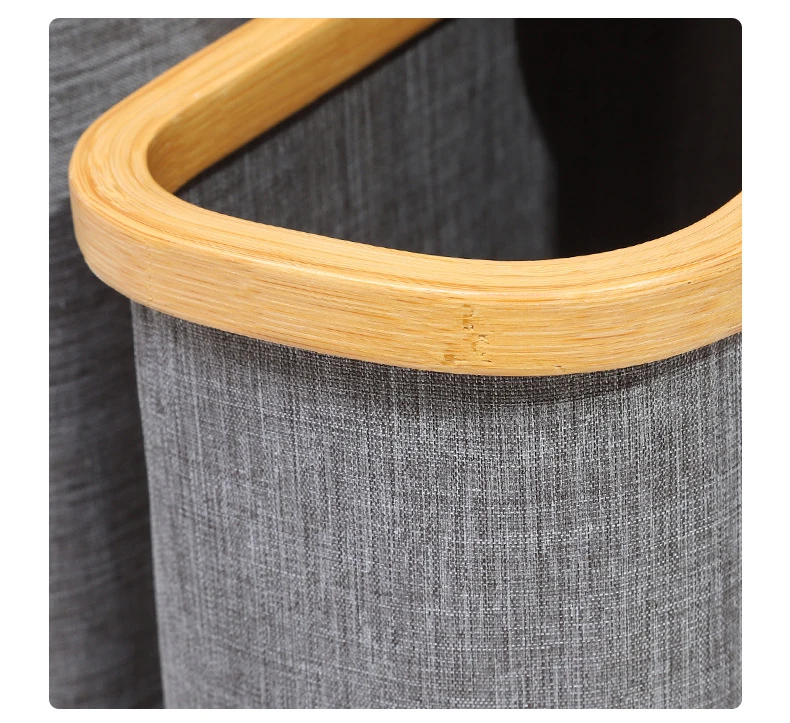 Foldable Classification of Dirty Clothes Storage Baskets for Household Storage Clothes Bamboo and Wood Storage Shelf Rack