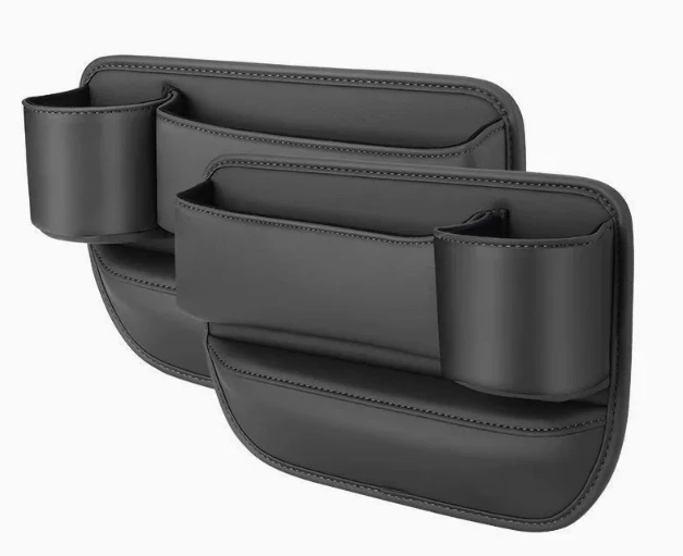 Multi-Function Leather Storage Bag Car Seat Interior Accessories with Stitched Leather for Organization