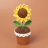 Snow five-Pointed sunflower pot (brown pot+Crocheted lawn)