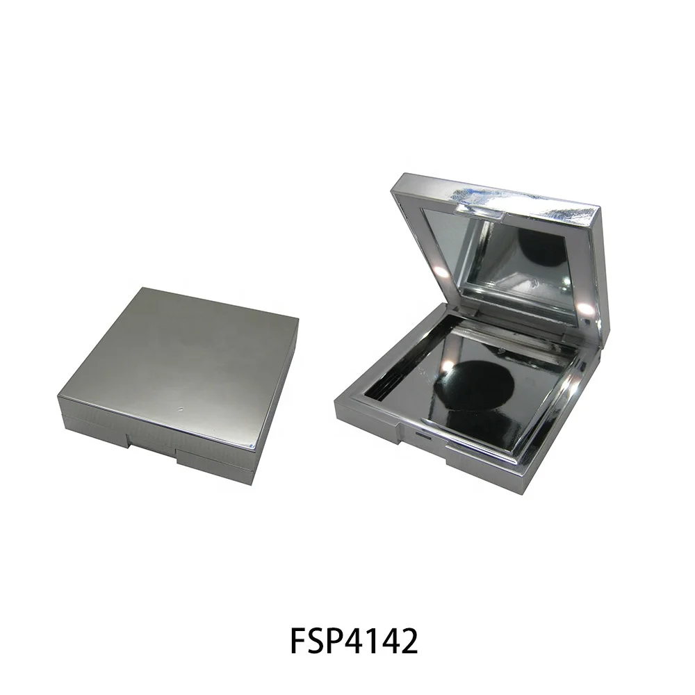 Gold Empty Custom Led Blush Compact Powder case Packaging clear square Pressed with