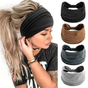 Hot Selling Solid Color Elastic Sports Headband Anti-Han Yoga Headband for Outdoor Running Wide Version Hair Accessories