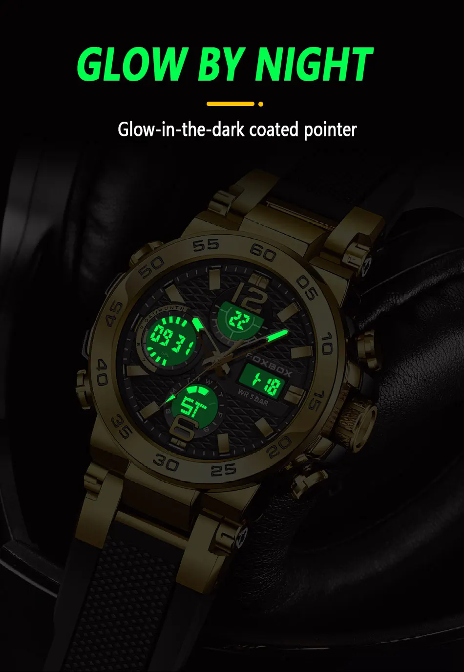FOXBOX FB0033 Digital Sport Watch for Men Fashion Outdoor Watch Men Top Brand Luxury Waterproof Chronograph Relogio Masculino