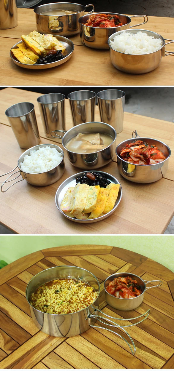 6 In 1 Camping Cooking Set Portable Bbq Combination Pot Set Camping