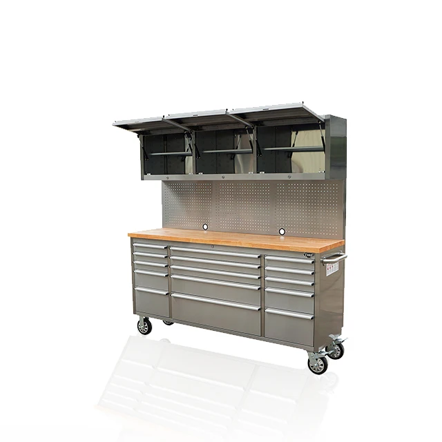 Garage 72 Inch Red Tool Trolley with Drawer and Upper Cabinet