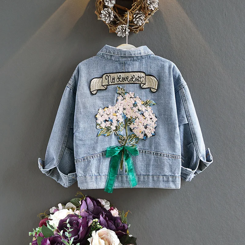 Flower girl denim fashion jacket