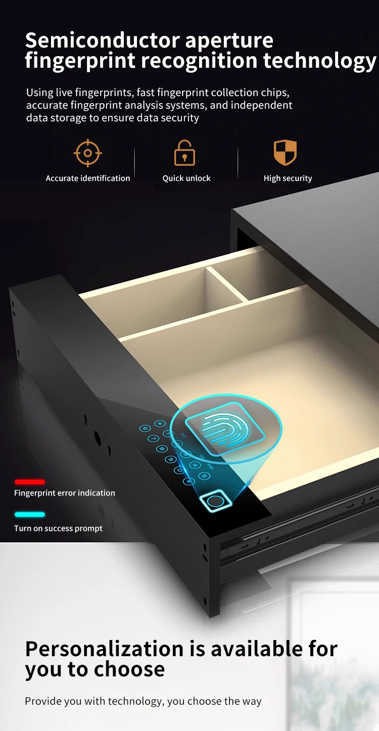 Safe Box for Money Wardrobe Wall Hidden Drawer Lock Fingerprint & Digital Lock CEQ Safe Steel Digital Smart Safe Cabinet supplier