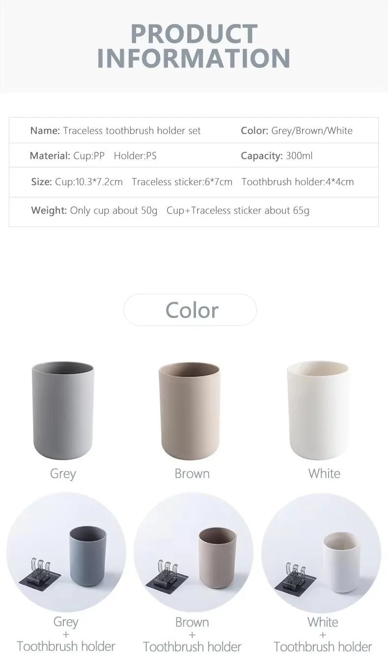 Portable Wall Mounted Plastic Toothbrush Wall Holder Cup for Bathroom Punch-free Toothbrush Holder details