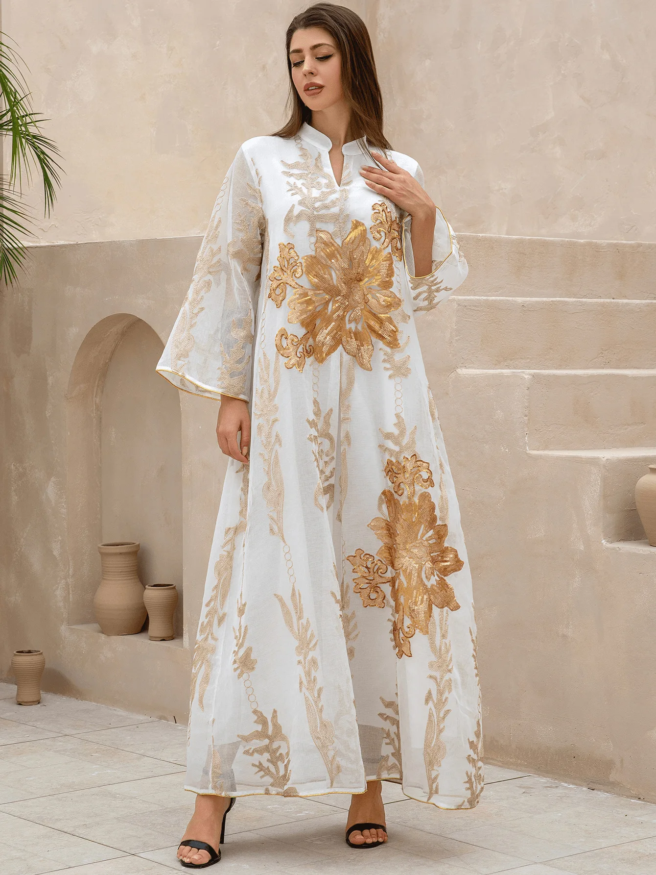 chinese dress ladies Mini Whimsical Maxi Dress in White main image 1