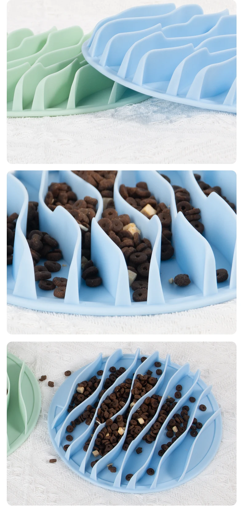 High Quality TPR Pet Bowl Fun Weight Loss Eating Anti-Choke Soft Wave Slow Feeder Bowl factory