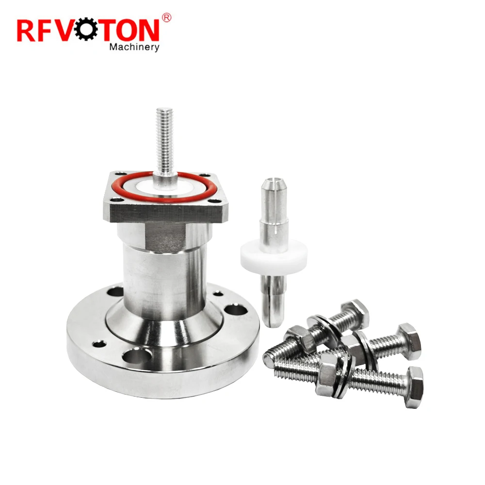 Hàng sẵn kho từ nhà máy: Đầu nối chuyển đổi EIA 7/8 inch, mặt bích 4 lỗ, vít M5, kích thước bảng điều khiển 32 mm × 32 mm, mặt bích EIA tuân thủ tiêu chuẩn RoHS, vật liệu đồng