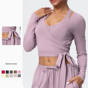 Women's Clothes Whosale Women's Top Quick-Drying Brushed Yoga Long Sleeve One-Piece Strap Yoga Wear Outdoor Sports Fitness Wear