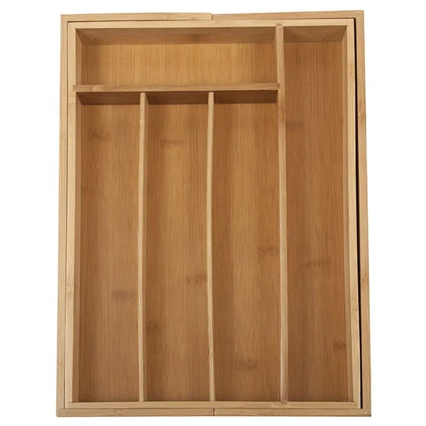 
 Бамбуковый поднос для столовых приборов, кухонный ящик-органайзер, складные разделители для ящиков  