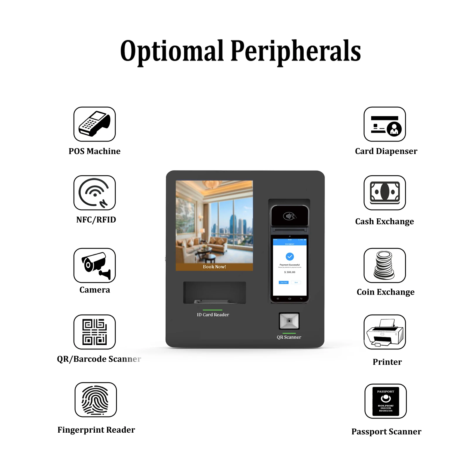 Wall-Mounted 12 Inch Touch Screen Self Check-in Kiosk OEM Hotel Reception Ticket Vending Machine