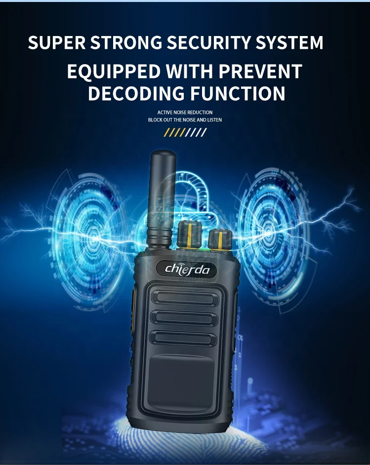 Chierda CD11 5W Power 3 4 5 km Type-C Charger UHF VHF 16 Channels Two Long Antennas 1200mAh 1800mAh Compact Walkie Talkie