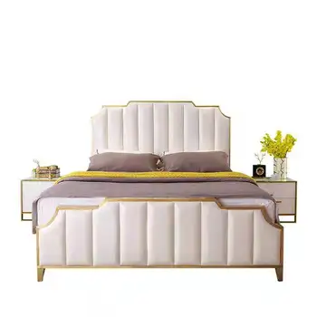 Light Luxury Leather Modern Simple American Double Bed Princess Bed Hong Kong Master Bedroom Wedding Bed