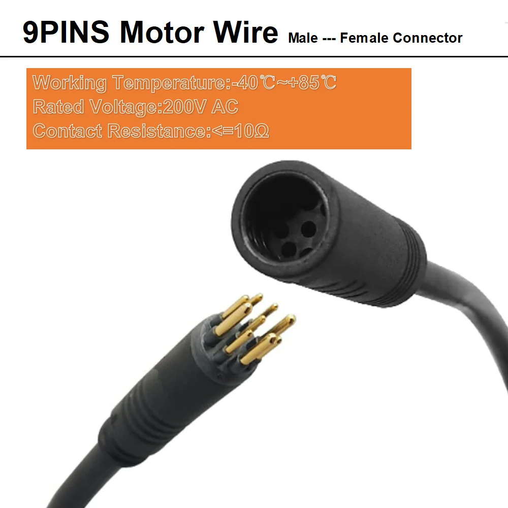 Yonghua 9 Pins Waterproof Motor Connector Cable For Ebike Yh3p+6p