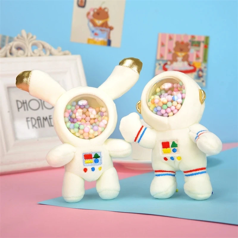 Astronaut Keychain Plush Pendant Cute Space Rabbit with Particles Doll Bag Ornaments Small Gift Plush Toy Accessories