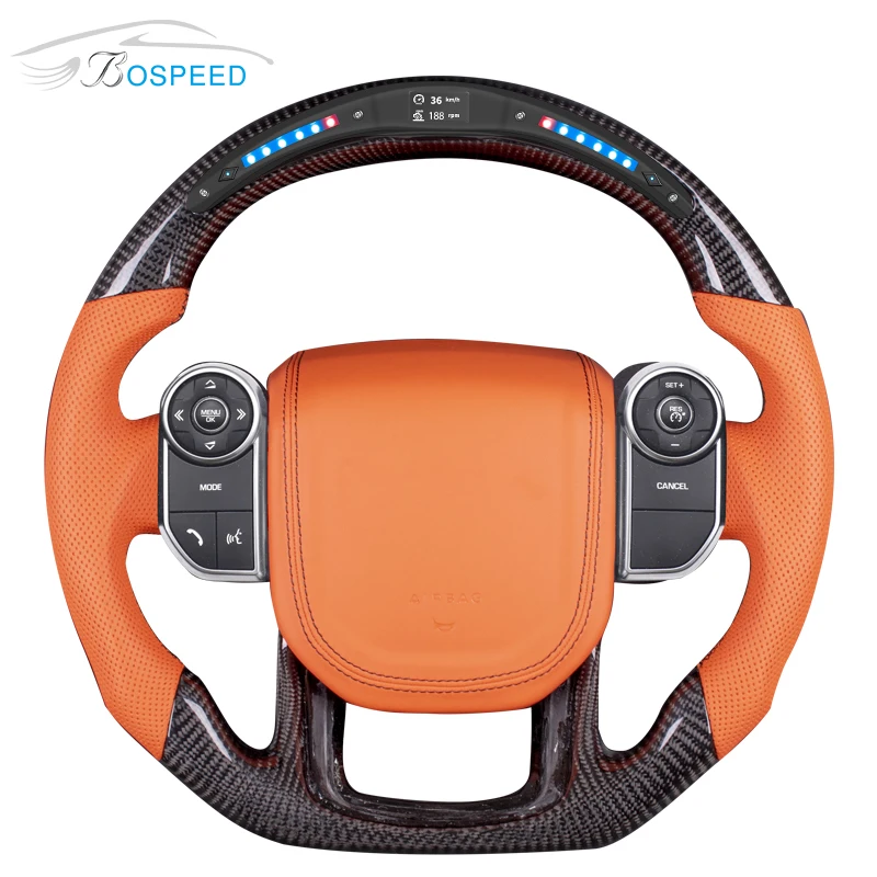 LED Carbon Fiber Steering Wheel For Range Rover Sport Land Rover Steering Wheel Perforated Leather