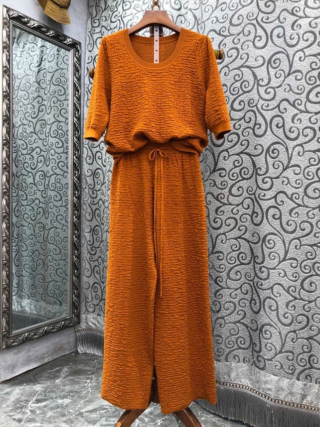 Top Quality Women's Set 2022 Autumn Winter Casual Tracksuit Ladies Knitted Pullovers+Wool Knitted Long Pant Sets Suit Sweater