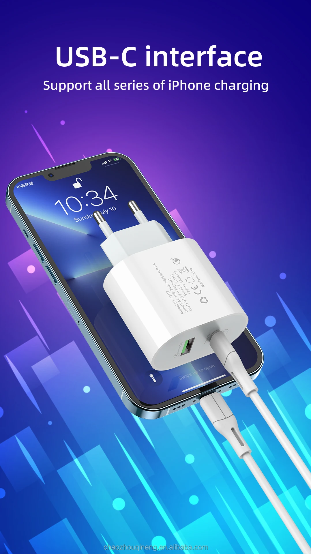 High Quality Electric USB-A & 2 Type-C Ports 10W Fast Charging Wall Charger with OTP/OVP Protection EU/US/UK Plug Power Adapter Hb467b6044b994fa491524d1fdced9246n