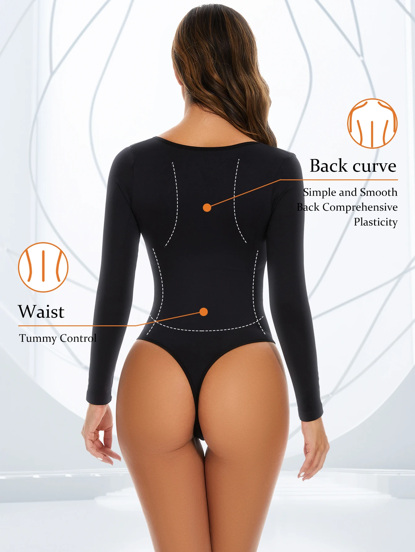 C6267 2023 Autumn New Seamless Thread Square Neck Waist Waist Buckle Shaping Bodysuit