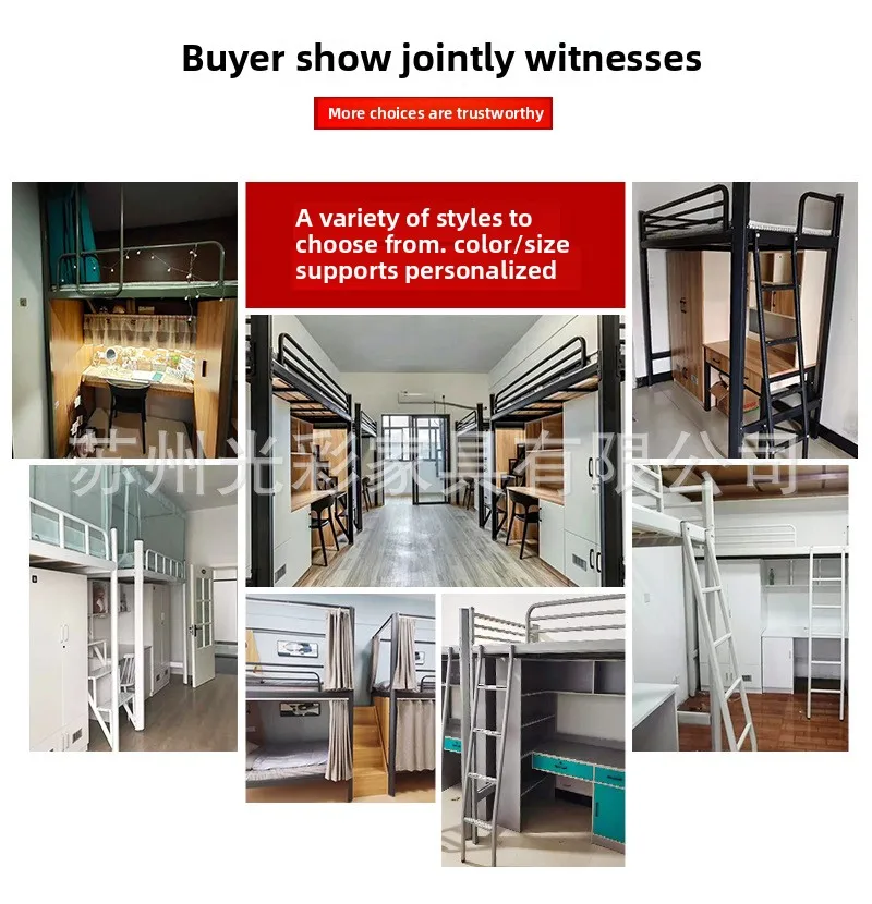 product modern design multifunctional iron high low bunk bed college dormitory and apartment bed with desk for school-1