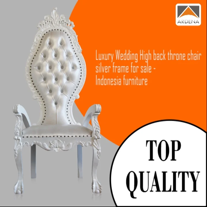 Luxury Wedding High Back Throne Chairs Silver Frame As Dining Chairs