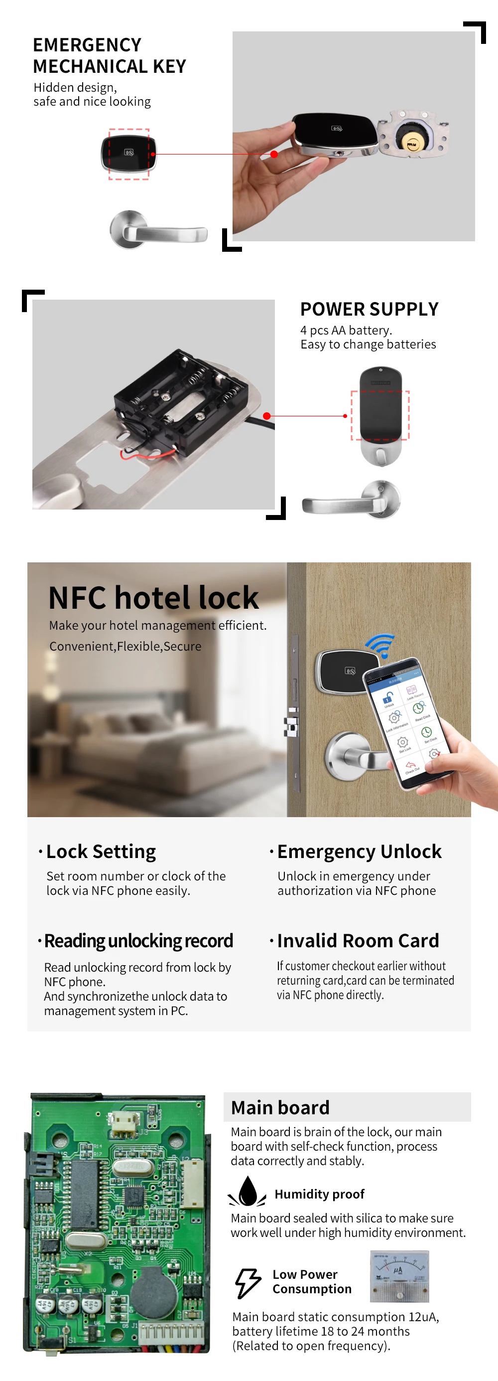 Modern Exterior Robust Gate Door Lock Brush Ic Card Key Lock Electronic ...