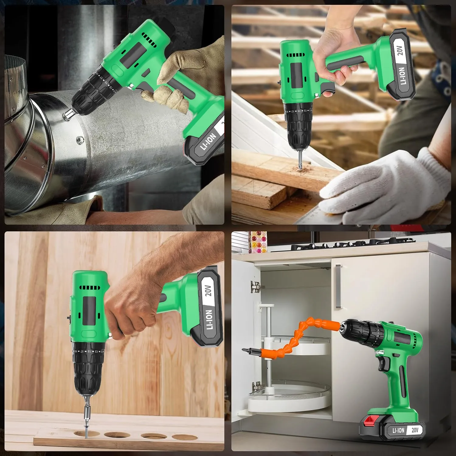 Trapano a percussione a batteria da 20 V con cacciavite elettrico a velocità variabile per foratura alimentato a batteria spedizione diretta magazzino locale UE_voghion.com