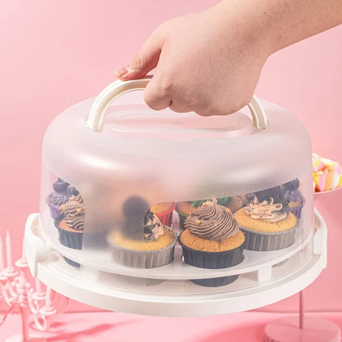 2-tier Collapsible Cake Carrier 24-cupcake Muffin Cake Server Locking ...