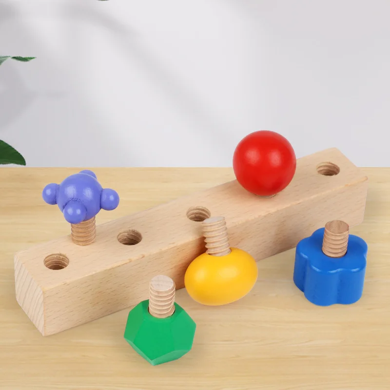 子供向け木製DIYねじとナットパズル ベビー早期教育モンテッソーリ式分解・組立ねじ玩具