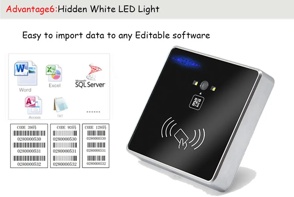 Xiruoer R36 QR Code & RFID Access Control Reader With High Recognition Rate For Windows And