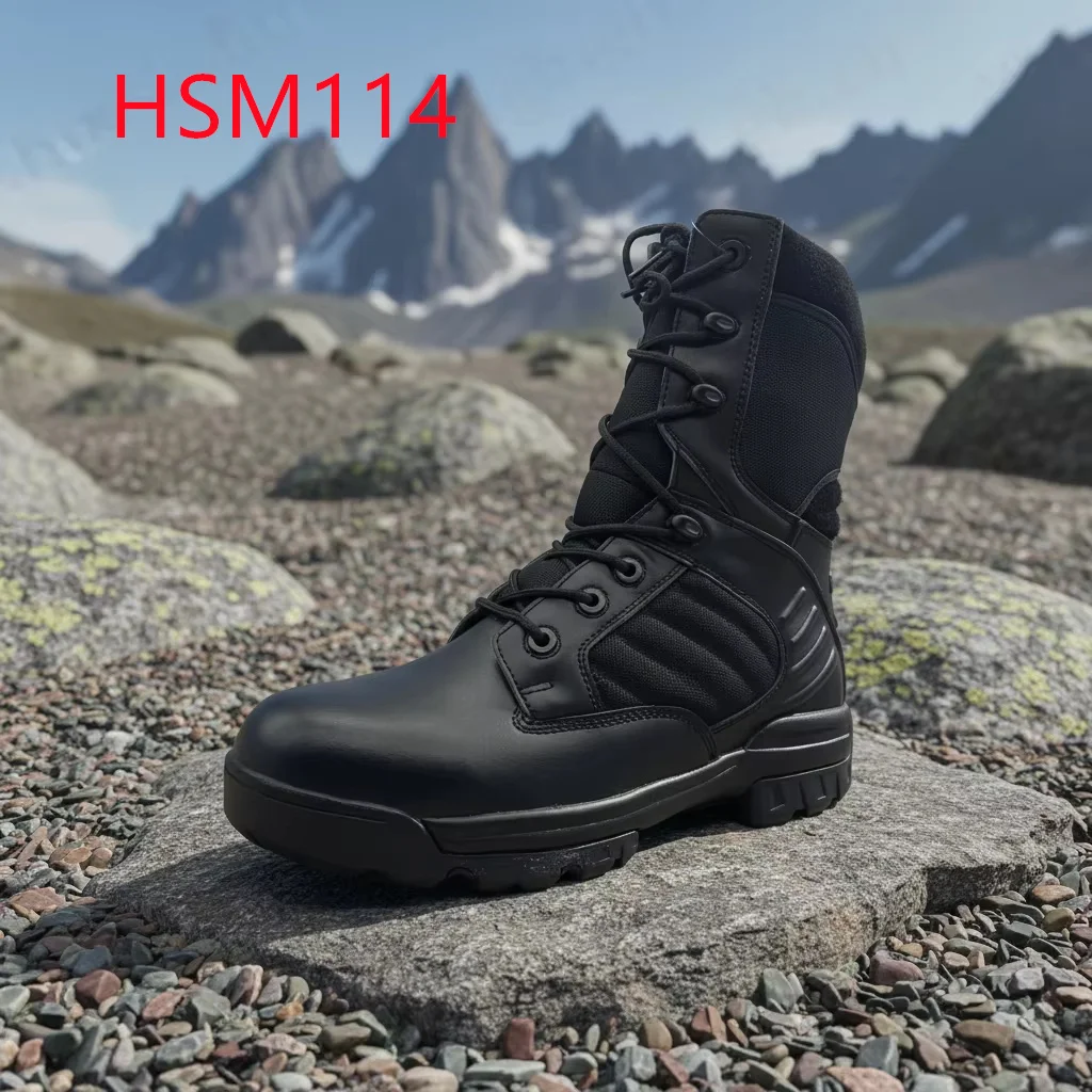 ZYF, extrém éghajlati viszonyokhoz fekete/törtbarna harci csizmák oldalsó cipzárral, biztonsági leesés elleni EVA+gomma talp, taktikai csizmák expedíciókhoz, HSM114