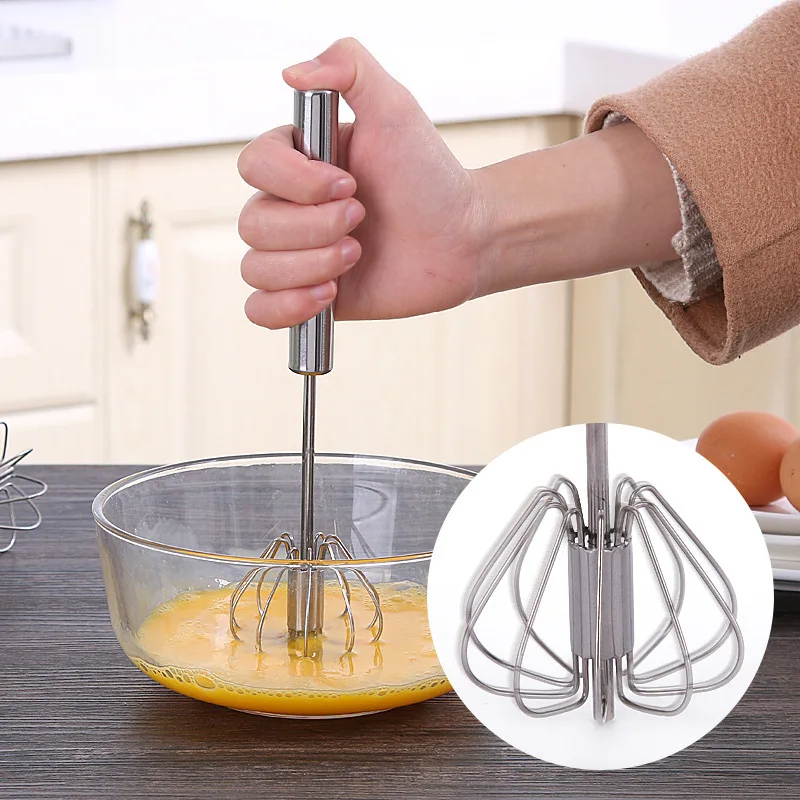 1pc Stainless Steel Semi-automatic Egg Beater, Half-automatic Ice