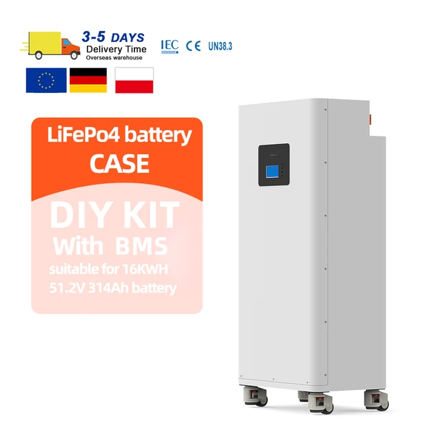 EU Stock Lithium Battery DIY Kit with Seplos BMS 15kWh 51.2V Lifepo4 Battery Box Home Solar Energy Storage Battery Box