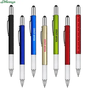Wholesale Luxury 6-in-1 Multifunctional Plastic Sports Ballpoint Pen Custom Logo 1.0mm Writing Black Ink Promotional Use Gift