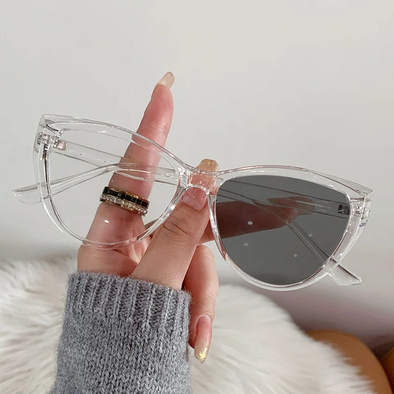 Photochromic Glasses Transparent Tawny pink Cateye Plastic Acetate Female  Ladies Gafas Fotocromaticas Photogray Anti Blue Light
