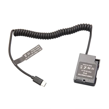 USB-C Type C DSLR EN-EL14 Camera Dummy Battery Charger Power Supply Spring Cable for nikon D3300 D3400 D3200 D3100 D5300 detail image