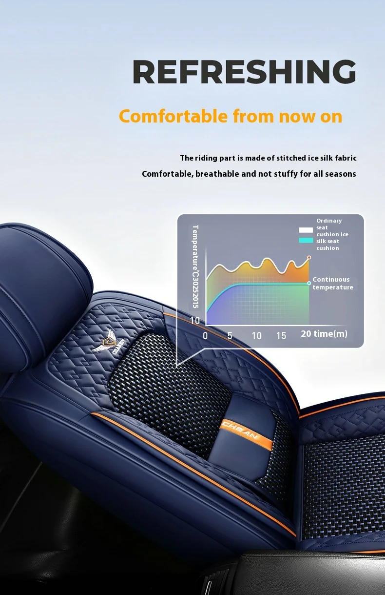 New Fashionable Four-Seasons Car Seat Cover Full Surround Silk Ice Material Explosion-proof for Front Car 13