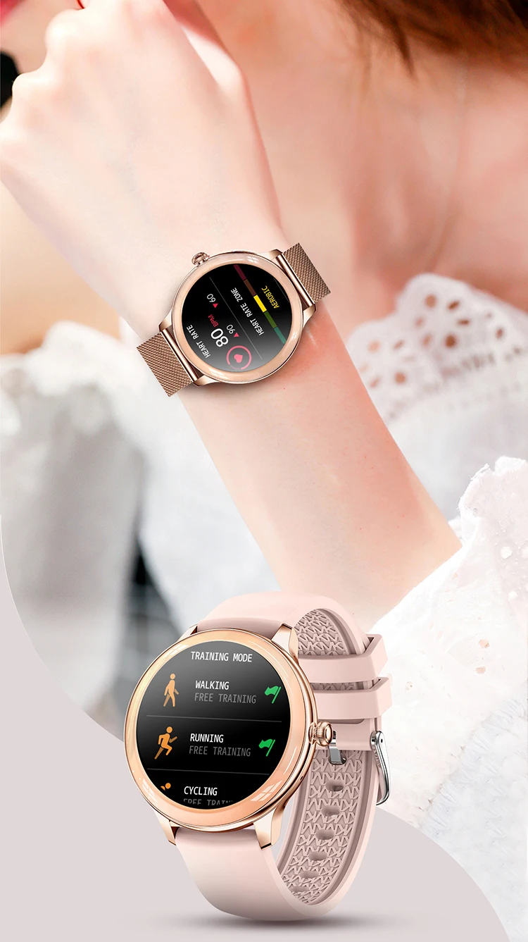 Inch Round Smart Watch Women Rose Gold/Silver Straps Smartwatch  Ladies Women Gift 2023
